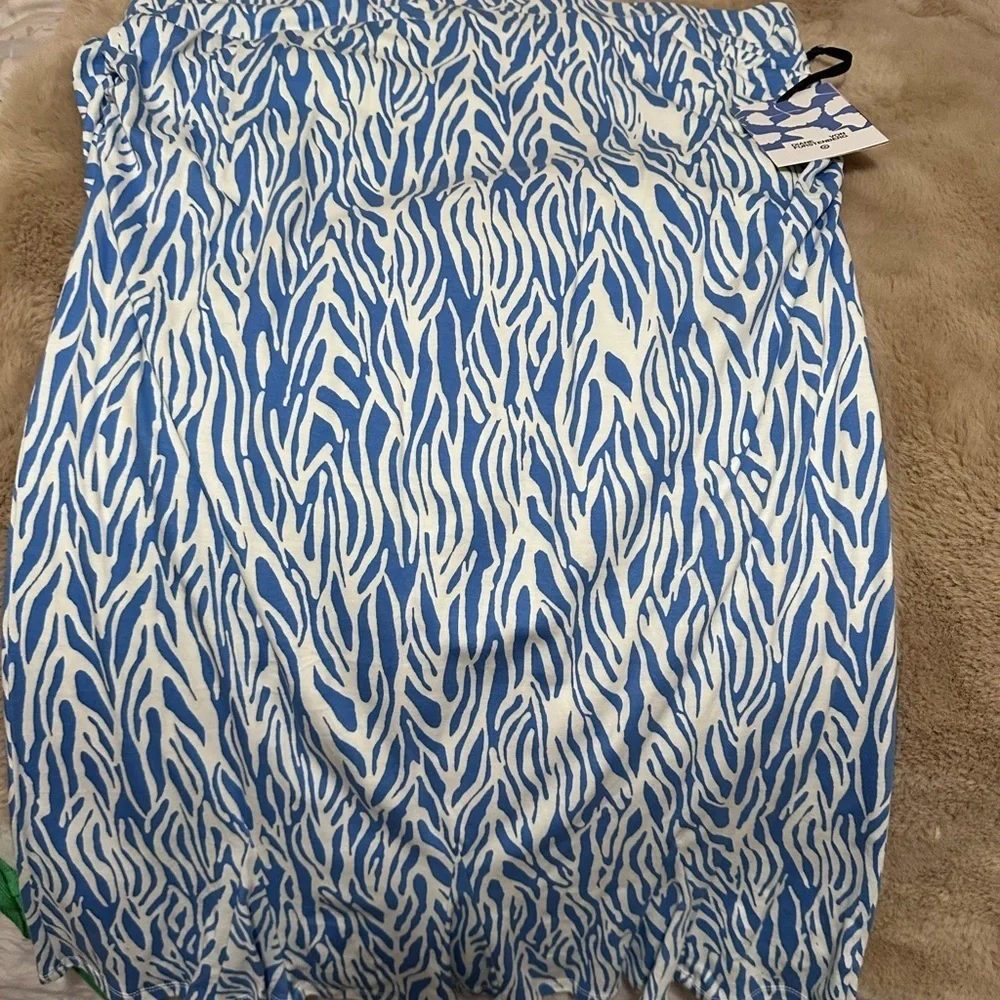 Diane Von Furstenberg Blue and White Skirt Set XL nwt